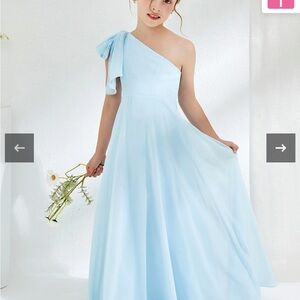 Brand New with Tags Girls One-Shoulder Light Blue Formal Dress